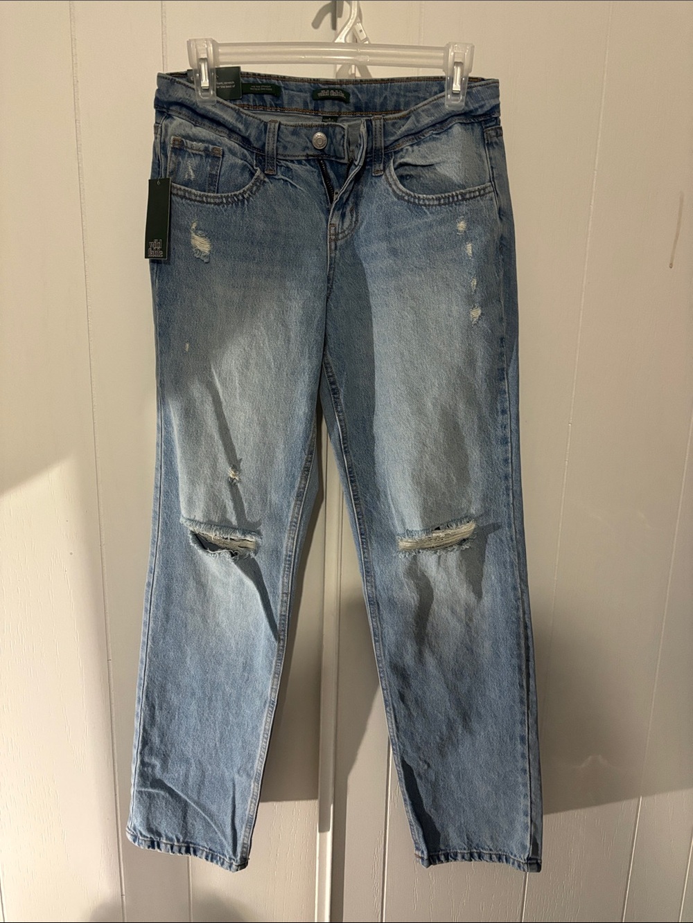 wild fable Light Blue Distressed Straight Jeans